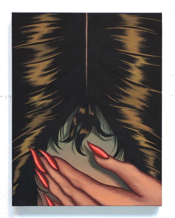Julie Curtiss Chills, 2018 Acrylic, vinyl and oil on canvas 18 x 14 ins 45.72 x 35.56 cm