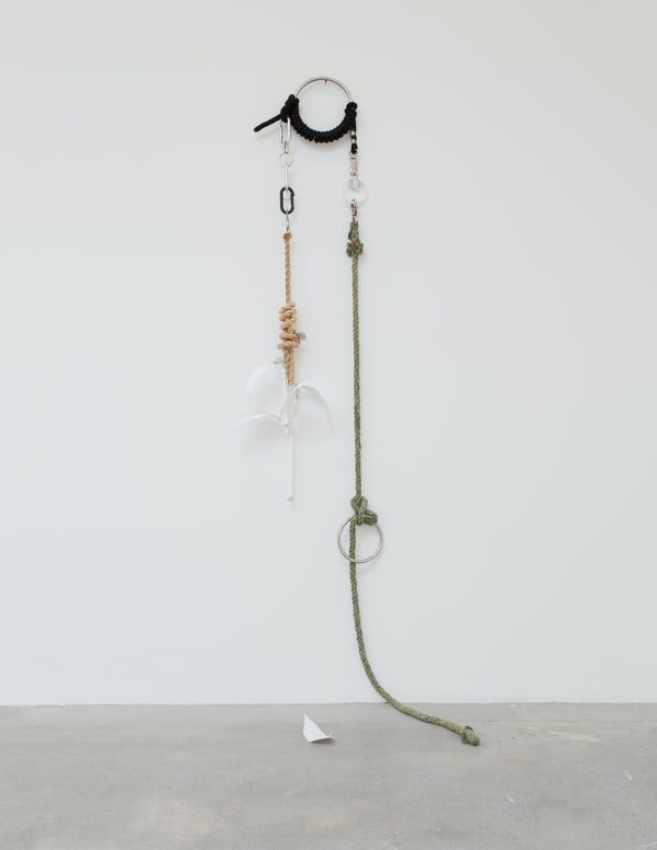 Andrea Longacre-White Untitled, 2017 Shibari rings, equestrian ropes, metal hardware and 3D printed lily 92 x 36 ins 233.68 x 91.44 cm