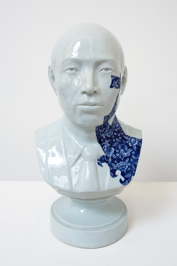 Kyungmi Shin Father Crosses the Ocean, 2020 Porcelain 18 x 10 1/2 x 9 in 45.7 x 26.7 x 22.9 cm
