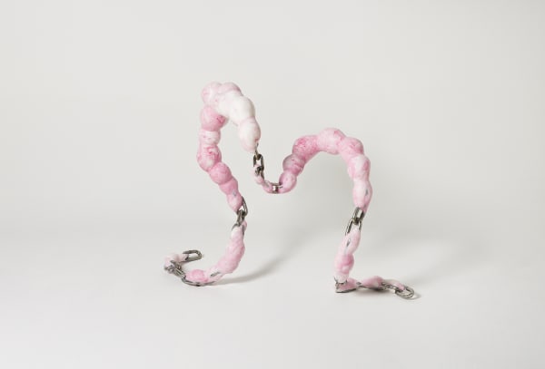 Jungyoon Hyen All this way to meet you, 2022 chain, plastic clay, acrylic 26 3/8 x 31 1/2 x 18 1/2 in 67 x 80 x 47 cm
