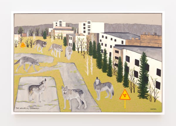 Jessie Homer French The Wolves of Chernobyl, 2018 Oil on canvas 24 x 36 ins 60.96 x 91.44 cm