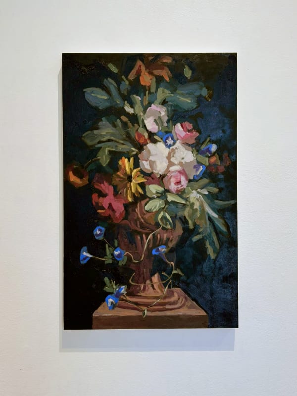 Sébastien Johnson, Flowers in a Terracotta Vase on a Pedestal, Huysum, 1720; 2025, 2025