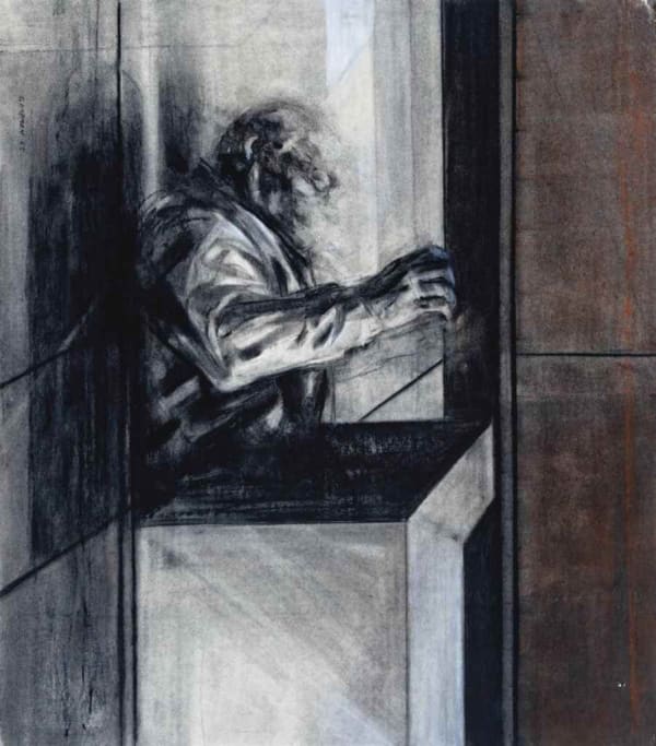 Sidney Goodman, Man with Box, 1965