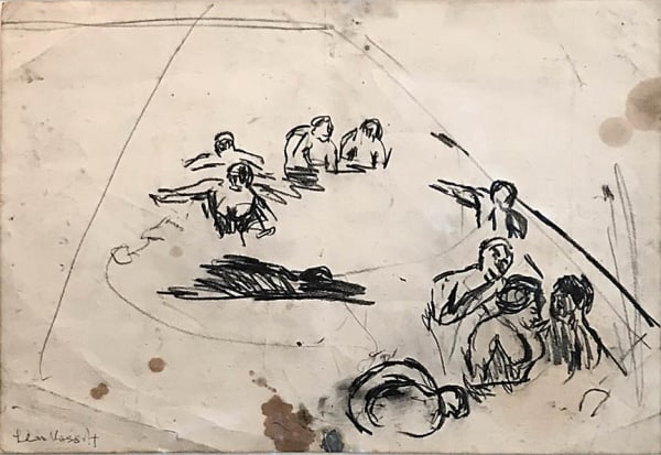 Leon Kossoff, Bathers in a Swimming Pool, circa 1970