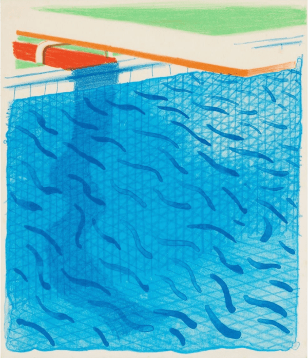 David Hockney, Pool made with paper and blue ink for book, (Paper Pools), 1980