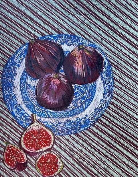 Drawings - Clare Halifax, Figs on a Plate i