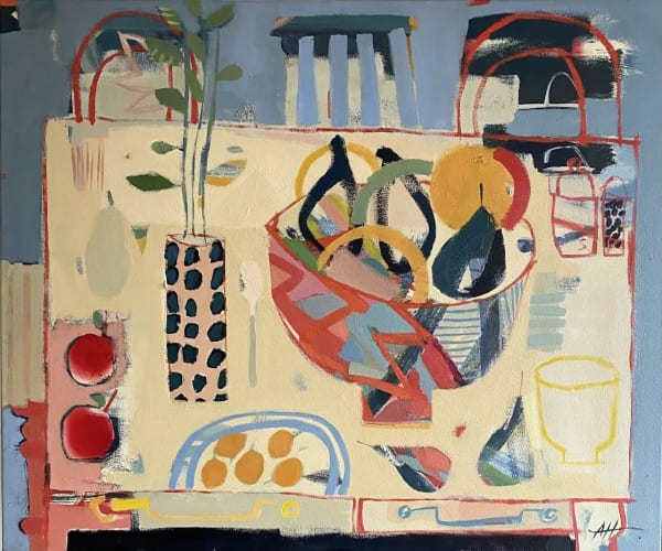 Anna Hymas, Tabletop Still Life with Two Red Apples