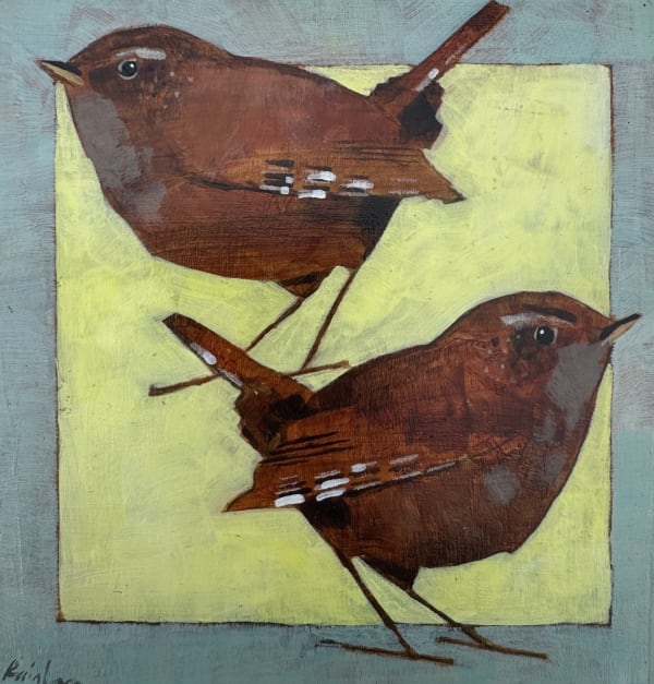 Christopher Rainham, Two Wrens on Yellow Square