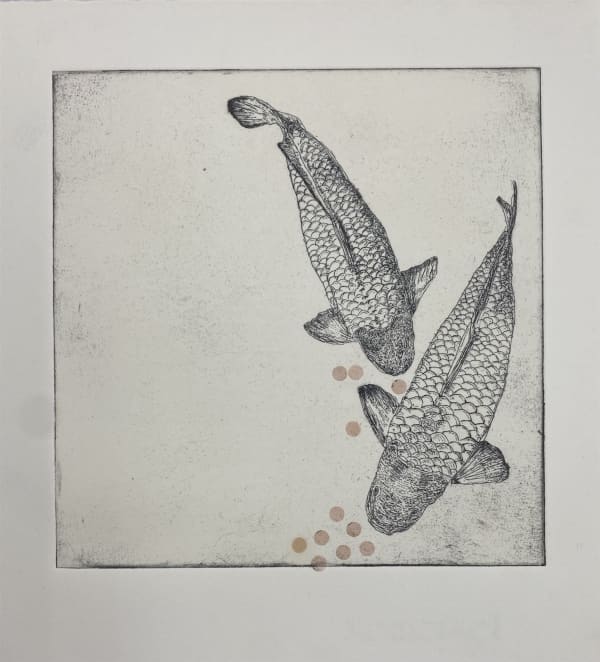 Clare Halifax, Two Koi with Bubbles