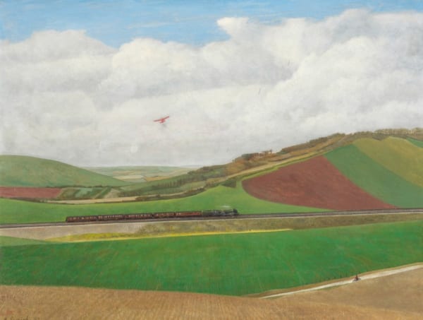 Richard Eurich, O.B.E., R.A., Steam Train (The Last Perhaps) and Aeroplane, 1969