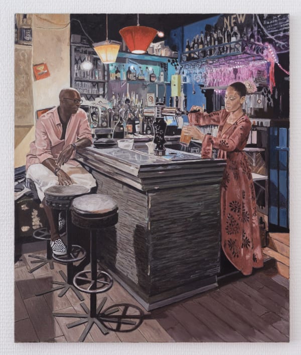 Johannes Sivertsen Sonia & Mohammed at the Melting Pot, 2025 Oil on Canvas 55 x 46 inches 139.7 x 116.8 cm