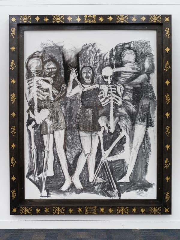 Isabella Mellado Baile para el Señor de Los Muertos (1/3) charcoal, art fair wall 101 x 82 inches 256.5 x 208.3 cm