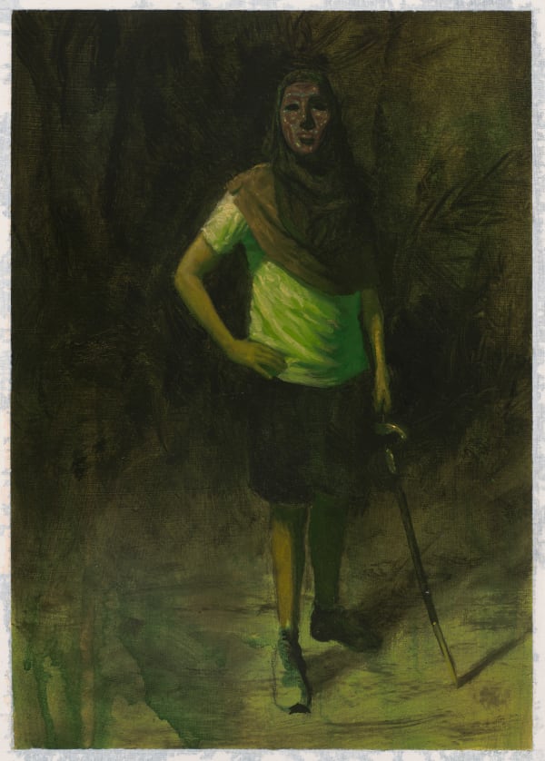 Diego de la Rosa Mascara / Mask, 2023 oil and acrylic on paper 10 x 7 inches 25.4 x 17.8 cm