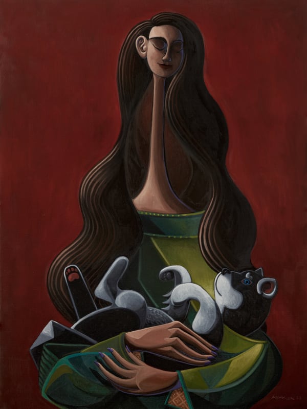 Ashkon Haidari, Woman with Her Dog, 2023