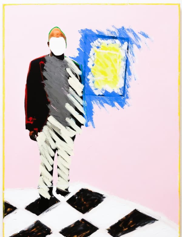 Modou Dieng Yacine Day At The Art Institute, 2025 Acrylic and Oil stick on Canvas 40 x 30 inches 101.6 x 76.2 cm