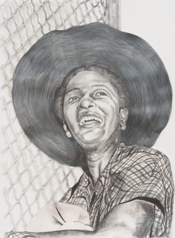 Oasa DuVerney Claudia Jones, 2025 Graphite and sparkle ground on paper 34 1/2 x 24 1/8 inches 87.6 x 61.1 cms