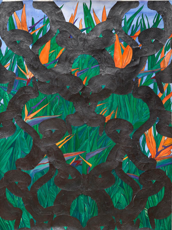 Oasa DuVerney Gate Keepers, 2024 Acrylic and graphite on hand cut paper 38 x 50 inches 96.5 x 127 cms