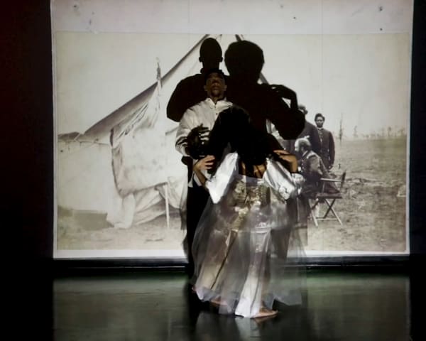 Deborah Willis Civil War Soldier and Tent, 2018 Projection reflection, archival pigment print on Hahnemuhle Photo Rag® Metallic 25 x 30 inches 63.5 x 76.2 cms Edition of 3