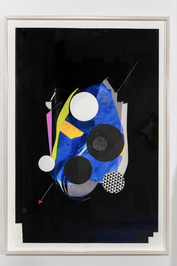 Carl E. Hazlewood Black Lyricism, 2021 Pigment ink, vinyl tape, pastel, color pencil, brad, Hahnemuhle paper 37 x 25 inches 94 x 63.5 cms