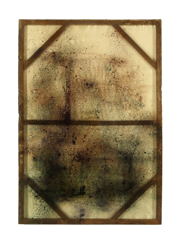 Chris Watts The spirits that lend strength are invisible XII (Seated Shaman), 2022 Pigment, resin, silk 64 x 44 inches 162.6 x 111.8 cms