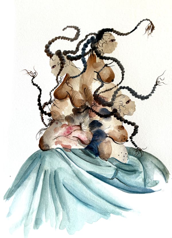 Debra Cartwright Fourth Daughter, 2024 Watercolor/ink collage on paper 9 x 12 inches 22.9 x 30.5 cms