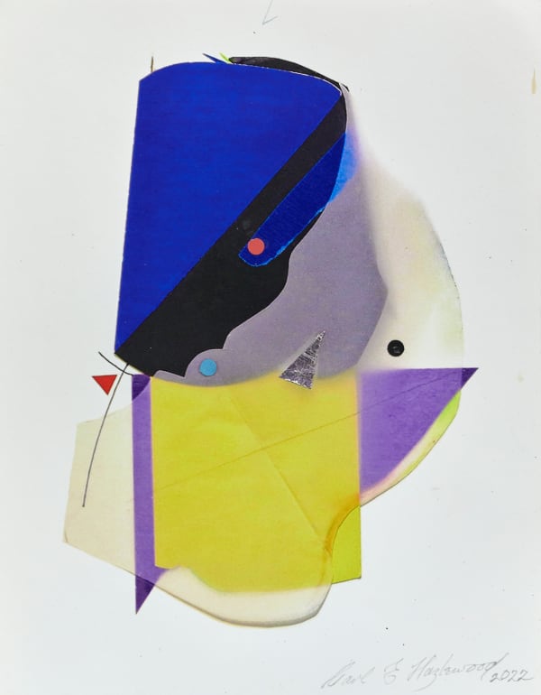 Carl E. Hazlewood Blue Hat BlackHead Prince, 2022 Pigment ink and collage on Hahnemuhle paper 14 x 11 inches 35.6 x 27.9 cms