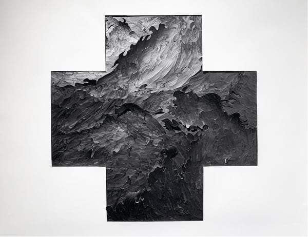 Oasa DuVerney Black Wave Wave: Black Cross Flag, 2019 Graphite on hand cut paper 31 x 38 inches 78.7 x 96.5 cms