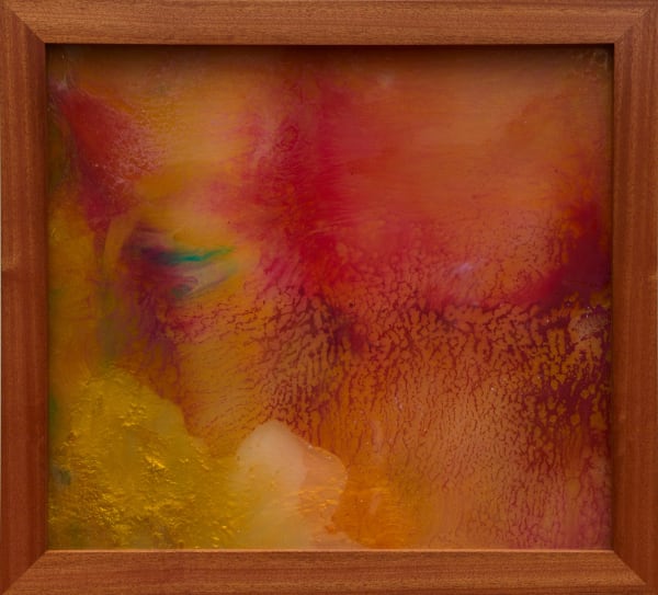 Chris Watts Untitled (Outtake VI), 2023 Acrylic, resin, poly-chiffon, natural and artificial pigments, Sapele frame 20 x 22 inches 50.8 x 55.9 cms