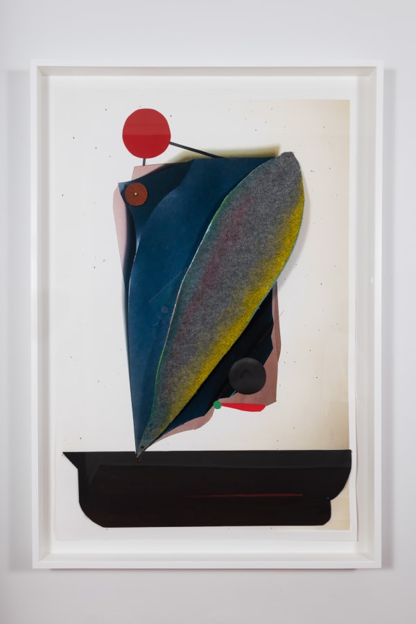 Carl E. Hazlewood Robed BlackHead Dancer, 2022 Pigment ink, polyester, acrylic, oil pastel, color pencil, map pins, Hahnemuhle and other papers 51 x 34 inches 129.5 x 86.4 cms
