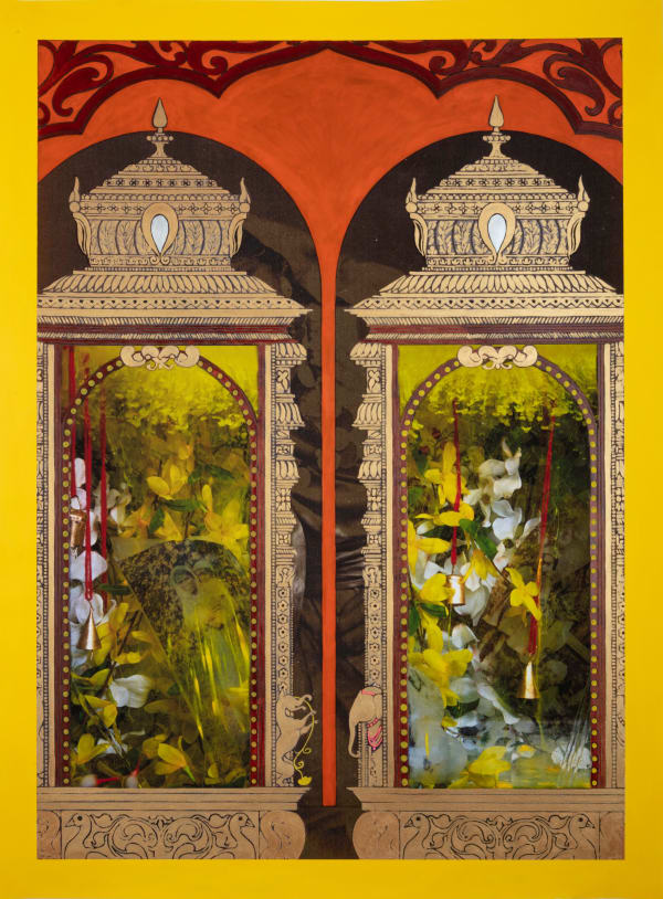 Renluka Maharaj Ganga's Blessing, 2023 Acrylic paint, acrylic markers on pigmented ink print. 34 x 46 inches 86.4 x 116.8 cms