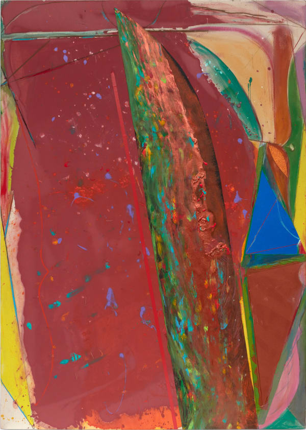 Carl E. Hazlewood Demerara-Oil and Water at Sea, 2024 Acrylic, collage, roofing velvet, oil pastel, brads, cord, tape on canvas 84 x 60 inches 213.4 x 152.4 cms