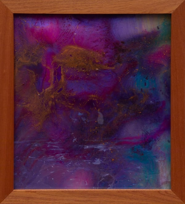 Chris Watts Untitled (Outtake IV), 2023 Acrylic, resin, poly-chiffon, natural and artificial pigments, Sapele frame 22 x 20 inches 55.9 x 50.8 cms