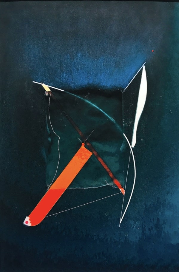 Carl E. Hazlewood Midnight Archer, 2020 Cut paper, pastel pigment ink, brad, color pencil, vinyl tape, on Hahnemuhle paper 37 x 25 inches 94 x 63.5 cms