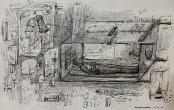 Prasert Yodkaew Sketch Inhumane, 2024 Sketch 70 x 106 cm 27 1/2 x 41 3/4 in