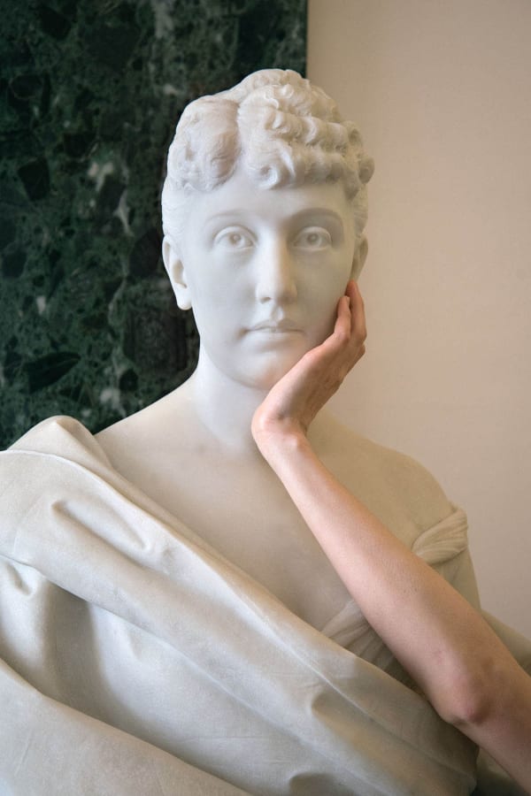 Alice Heine (1857-1925), wife of Prince Albert I of Monaco, white marble bust by Fabio Stecchi (1855-1928), 1892, Carole. Prince’s Palace of Monaco
