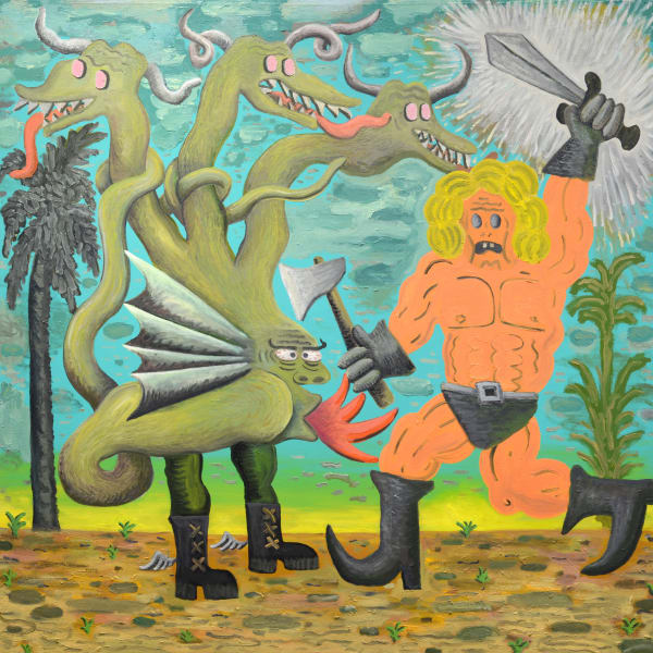 Pow Martinez Boss Fight, 2025 Oil on canvas 48 x 48 inches