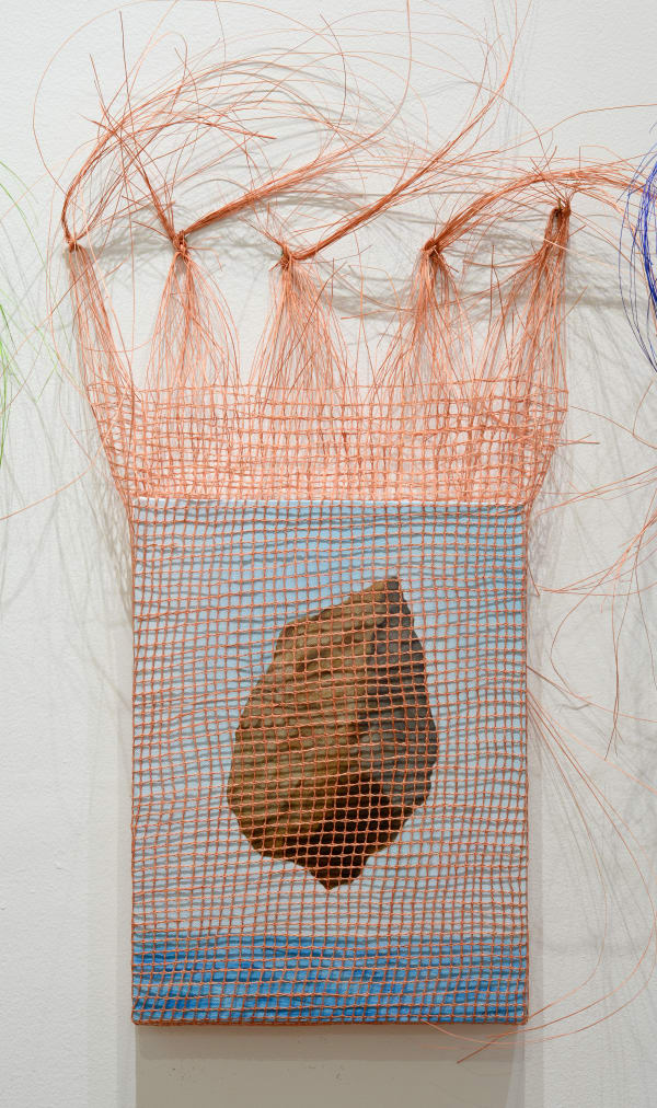 Allyza Diane Tresvalles Physical, 2025 Buntal fibers and oil on canvas 35 x 25 inches 89 x 63.5 cm