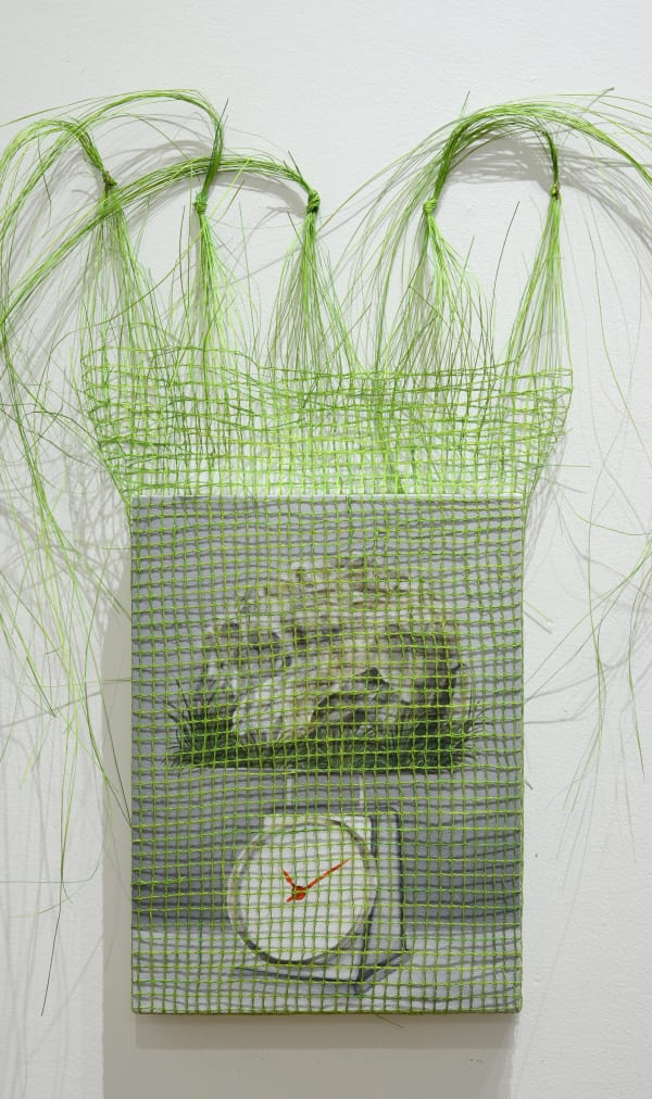 Allyza Diane Tresvalles Perceived, 2025 Buntal fibers and oil on canvas 35 x 25 inches 89 x 63.5 cm