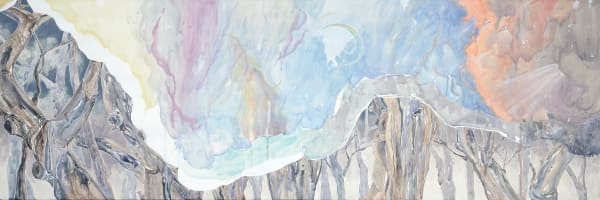 Joanolasco Overhead Clearing, 2024 Watercolor and white gouache on paper 20 x 60 inches