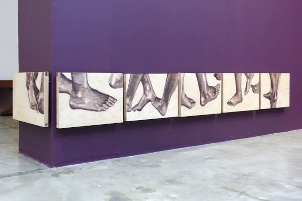 Audrey Lukban An Endless Walk, 2025 Oil on six birch plywood panels 9 ½ x 93 ¾ inches (4pcs 9 ½ x 15 ½ inches, 1pc 9 ¼ x 15 ½ inches, 1pc 9 ¾ x 16 inches)