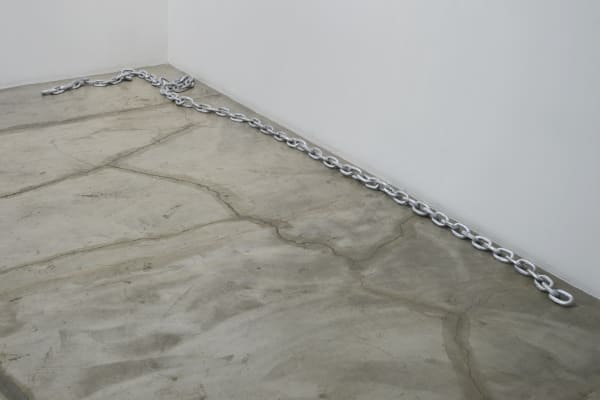 Jon Cuyson Untitled TDS (Silver Chains), 2025 Acrylic, medium, and aerosol spray on cast resin Variable dimensions (8 feet length)