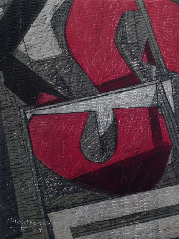 Pablo Biglang-awa Bookmarked Spaces (Last conversation), 2024 Acrylic, graphite and chalk on canvas 12 x 9 inches