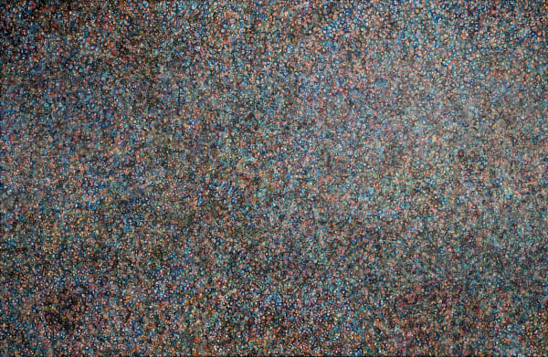 Abstract painting consisting of small marks covering the entire visual field