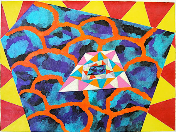 Colorful geometric abstract acrylic painting on paper