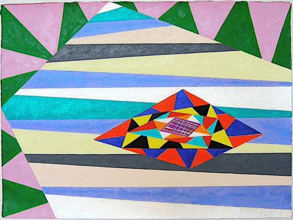 Colorful geometric abstract acrylic painting on paper