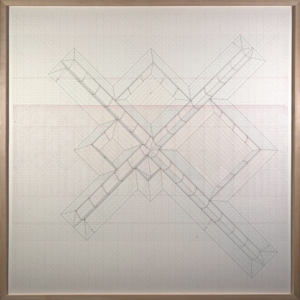 Ink architectural plan on ragboard, seen from above