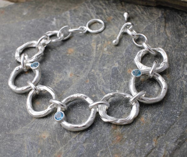 Marsha Drew, Molten Link Bracelet with Three Swiss Blue Topaz