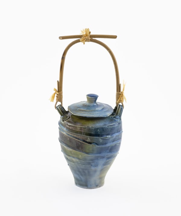 Bamboo Handled Lidded Swirl Jar