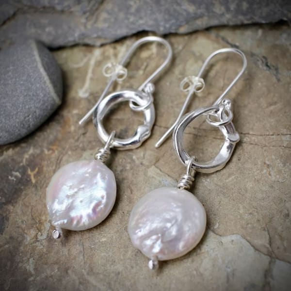 Marsha Drew, Halo Coin Pearl Earrings