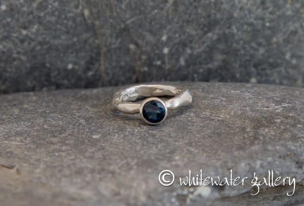 Rockpool Rustic Ring with large London Blue Topaz